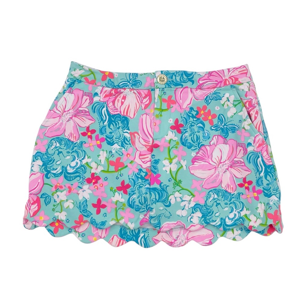 Lilly Pulitzer Colette Knit Skort Scallop Hem Size 0 Surf Blue Luscious Lions